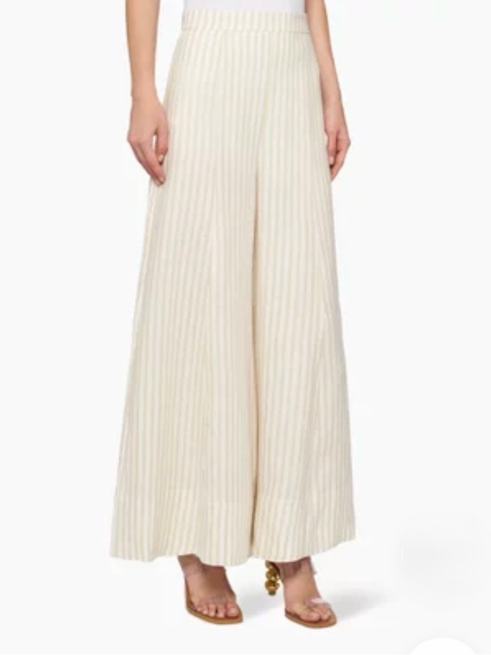 Shona Joy Kennedy Linen Palazzo Pants Cream Pinstripe